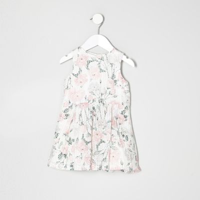 Mini girls white floral burnout dress